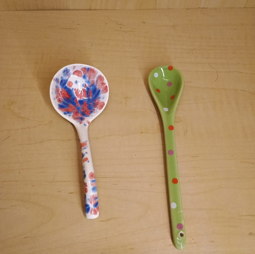 Ceramic Ladels Sauce/Soup Spoons Colorful Polka Dots
